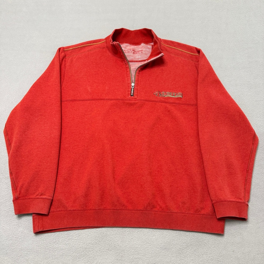 Tommy Bahama Sweatshirt Mens XL Red Reversible San Francisco 49ers Quarter Zip